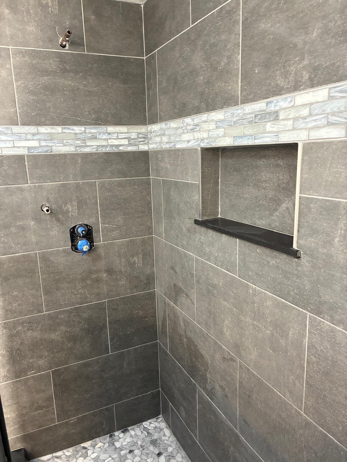 Slate & Glass Accent Shower